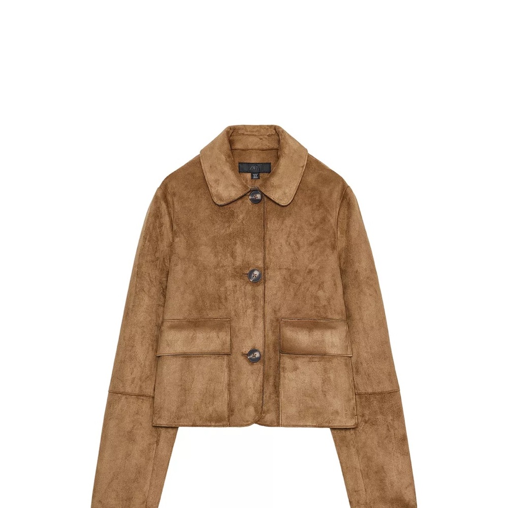 Zara Faux Suede Cropped Jacket - Picture 1 of 5